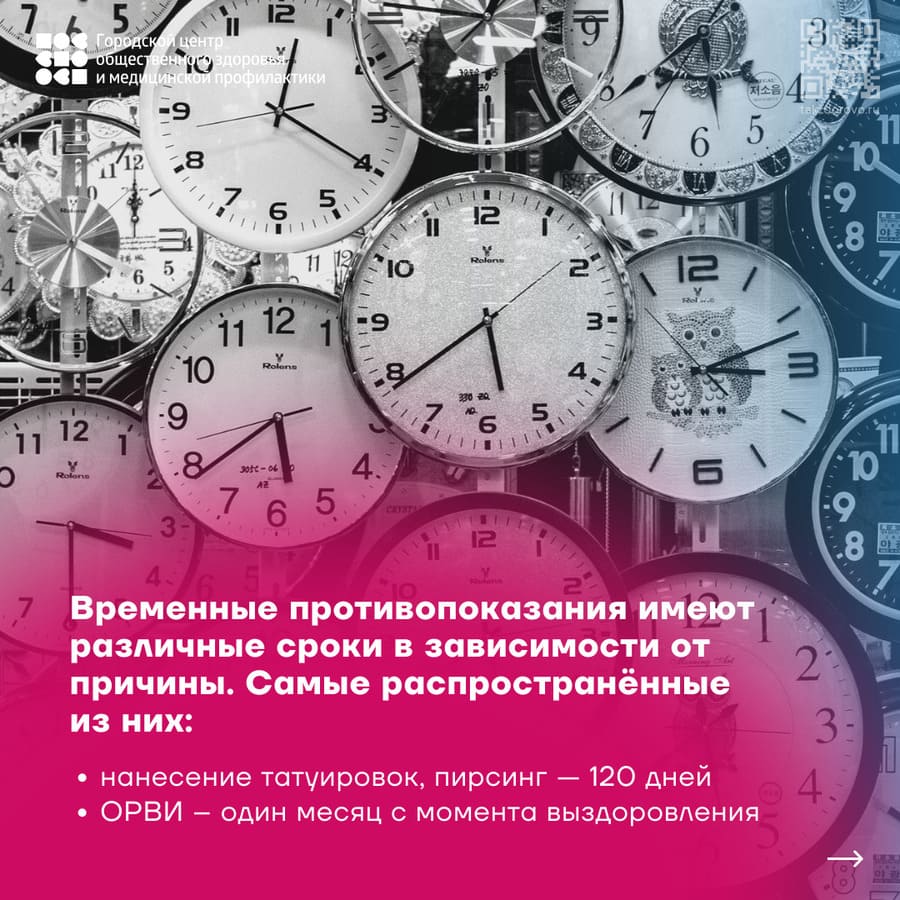 Временные противопоказания имеют различные сроки в зависимости от причины