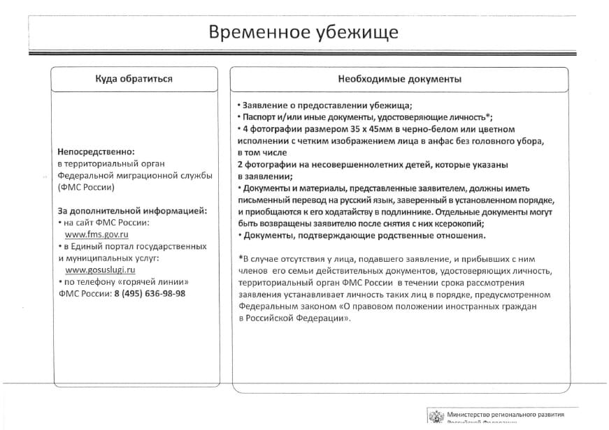 Временное убежище - необходимые документы